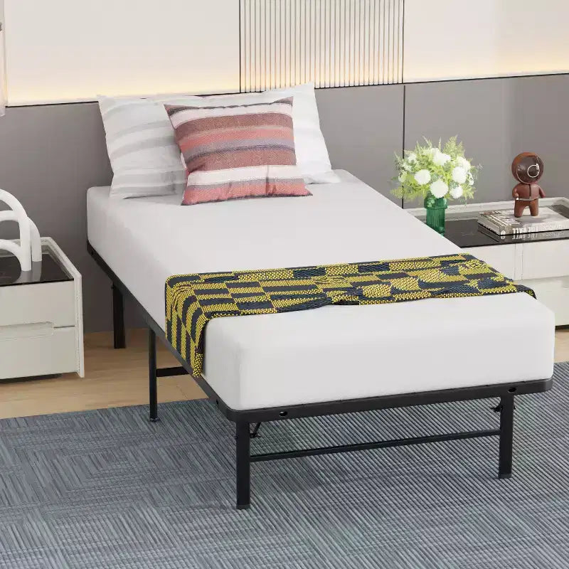 14 Inch Metal Platform Bed Frame | Heavy Duty Steel Slat, Noise-Free