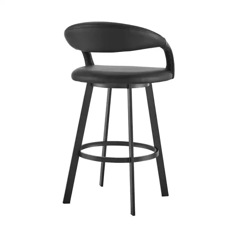 26 Inch Swivel Counter Height Barstool | Iron Frame & Faux Leather Seat