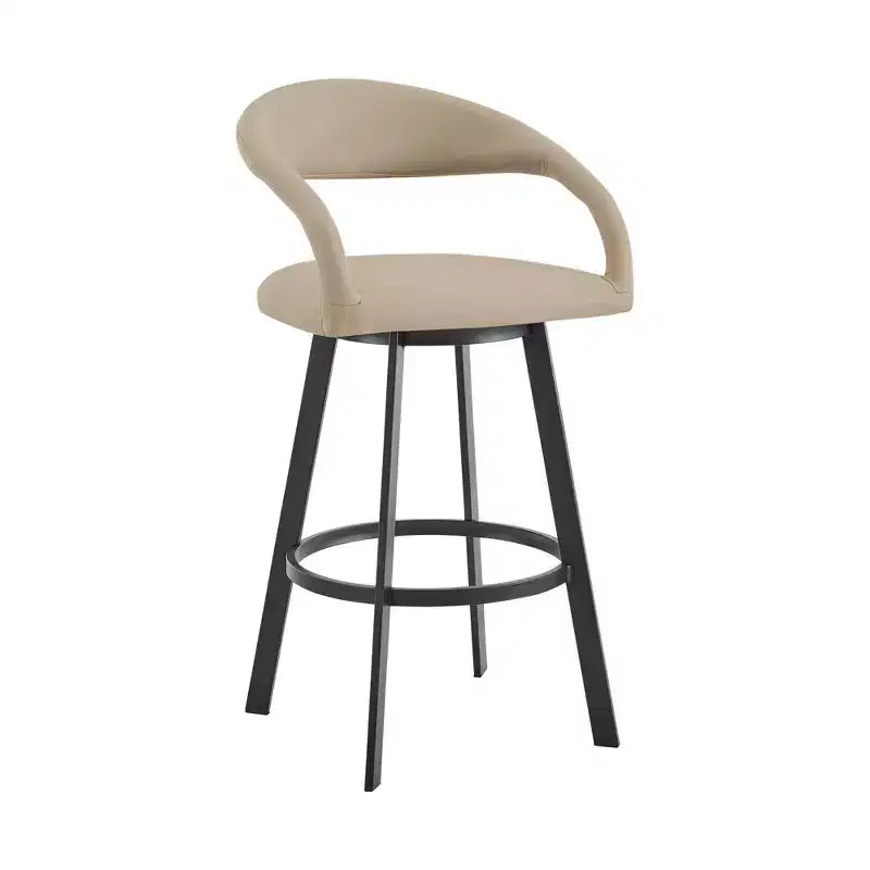 26 Inch Swivel Counter Height Barstool | Iron Frame & Faux Leather Seat