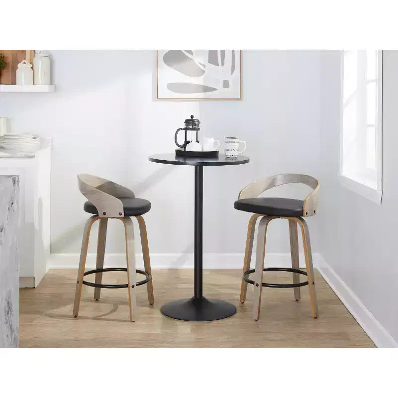 Set di 2 sgabelli da bar girevoli altezza bancone | Similpelle, struttura in legno, 66 cm