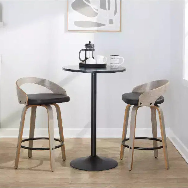 Set di 2 sgabelli da bar girevoli altezza bancone | Similpelle, struttura in legno, 66 cm
