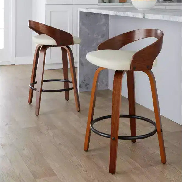 Set di 2 sgabelli da bar girevoli altezza bancone | Similpelle, struttura in legno, 66 cm