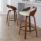 Set di 2 sgabelli da bar girevoli altezza bancone | Similpelle, struttura in legno, 66 cm
