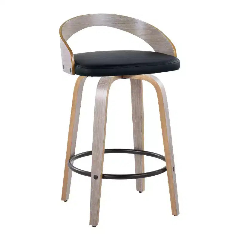 Set di 2 sgabelli da bar girevoli altezza bancone | Similpelle, struttura in legno, 66 cm