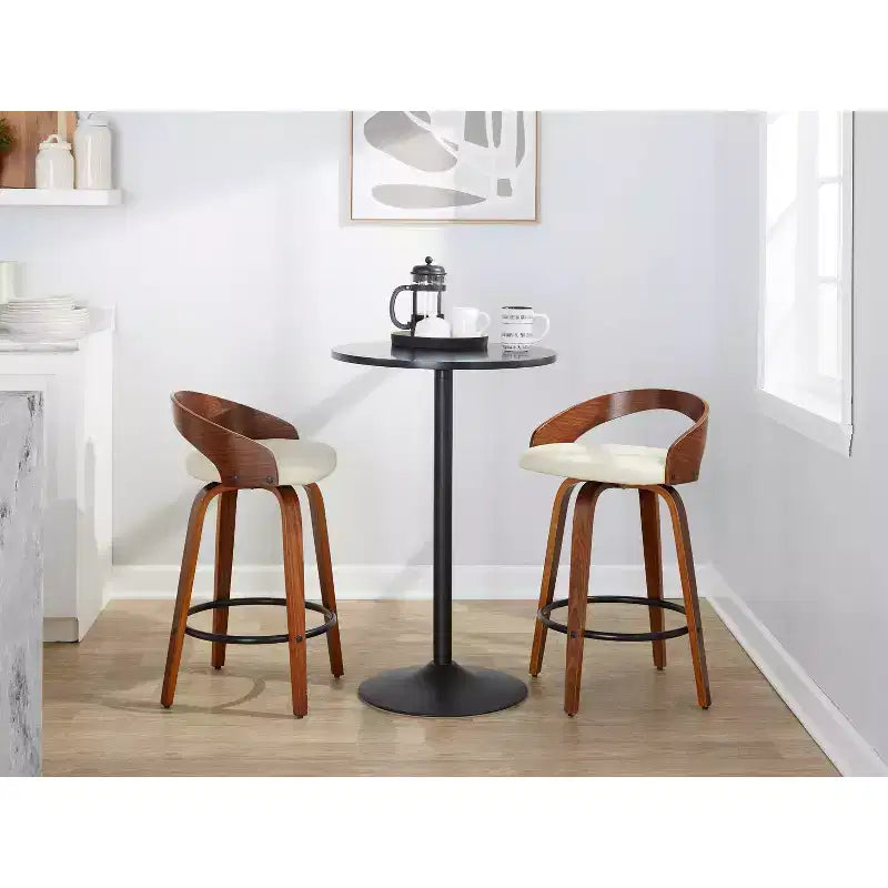 Set di 2 sgabelli da bar girevoli altezza bancone | Similpelle, struttura in legno, 66 cm