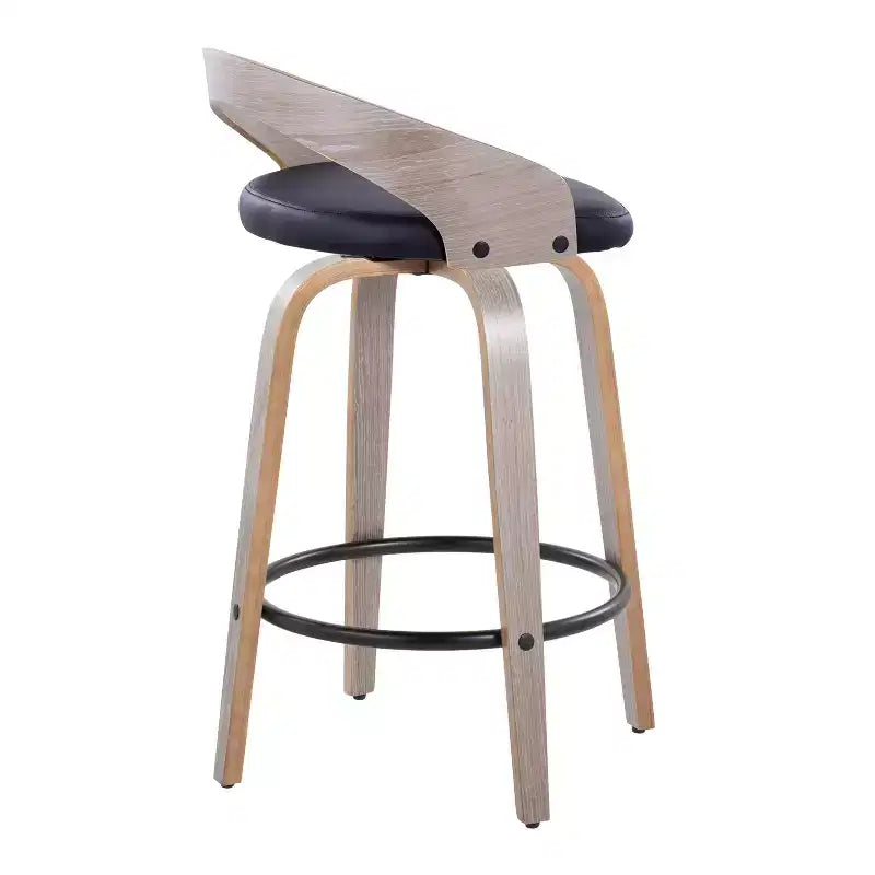 Set di 2 sgabelli da bar girevoli altezza bancone | Similpelle, struttura in legno, 66 cm