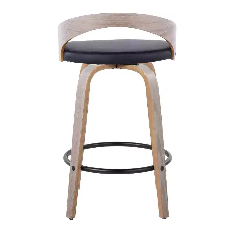 Set di 2 sgabelli da bar girevoli altezza bancone | Similpelle, struttura in legno, 66 cm
