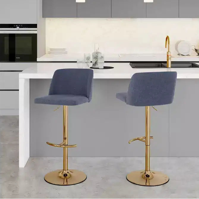 Set of 2 Adjustable Swivel Barstools with Mid Back