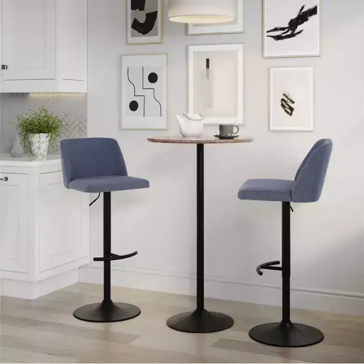 Set of 2 Adjustable Swivel Barstools with Mid Back