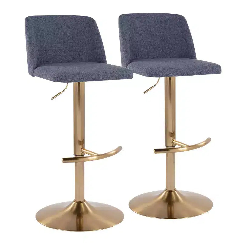 Set of 2 Adjustable Swivel Barstools with Mid Back