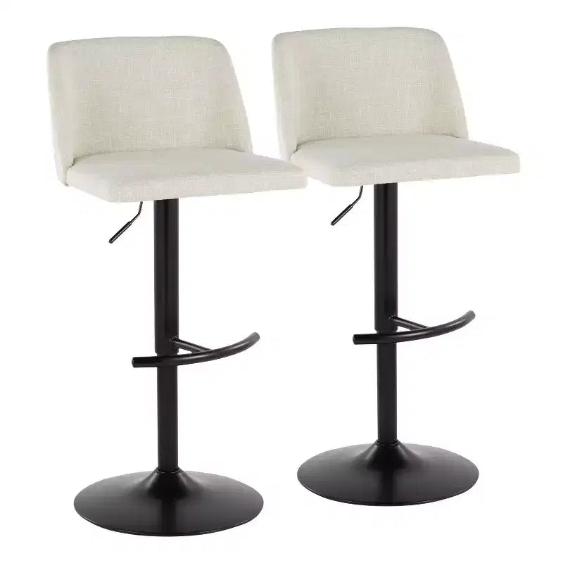 Set of 2 Adjustable Swivel Barstools with Mid Back