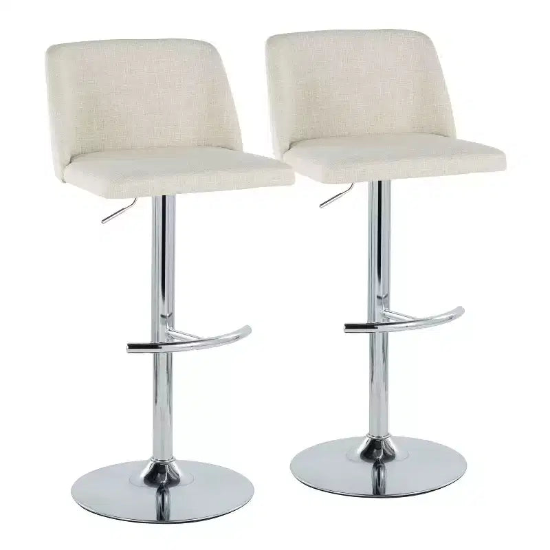 Set of 2 Adjustable Swivel Barstools with Mid Back