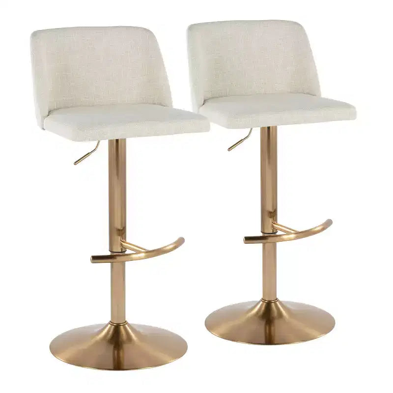 Set of 2 Adjustable Swivel Barstools with Mid Back