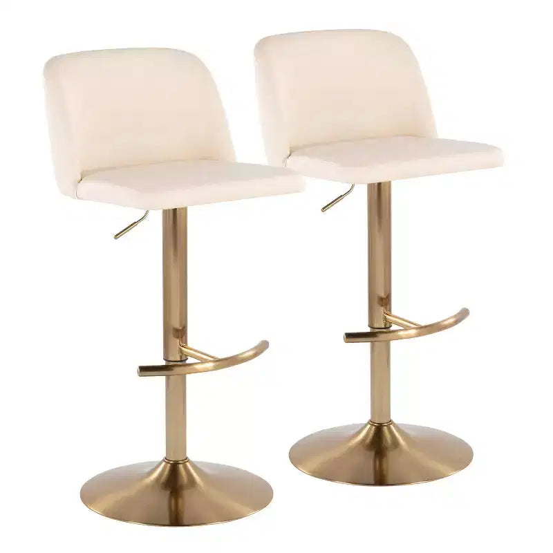 Set of 2 Adjustable Swivel Barstools with Mid Back
