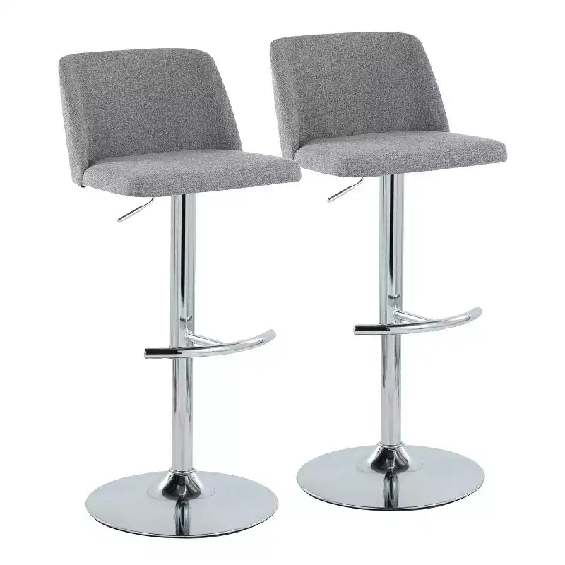 Set of 2 Adjustable Swivel Barstools with Mid Back