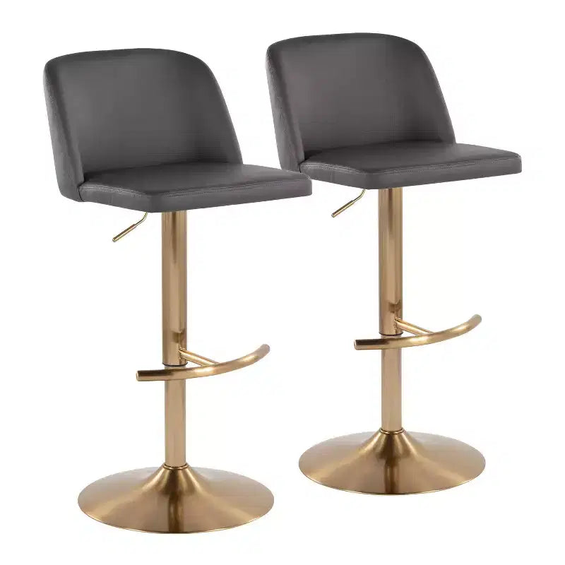 Set of 2 Adjustable Swivel Barstools with Mid Back