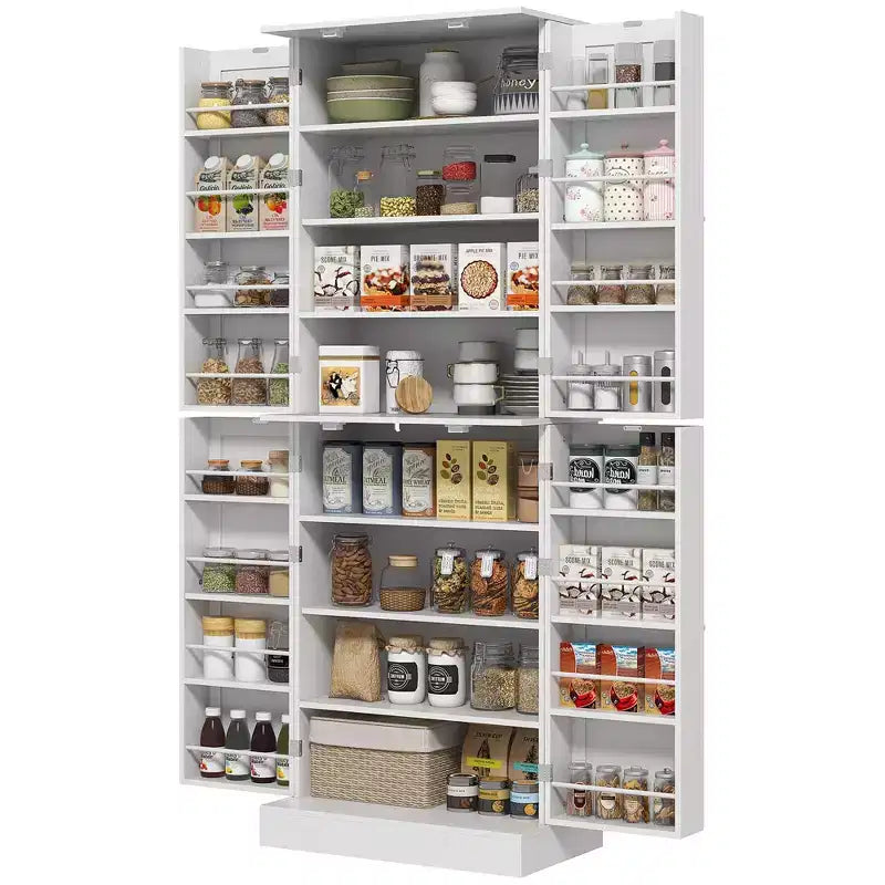 Dispensa da Cucina Autoportante da 65 Pollici con Ante e Ripiani Regolabili