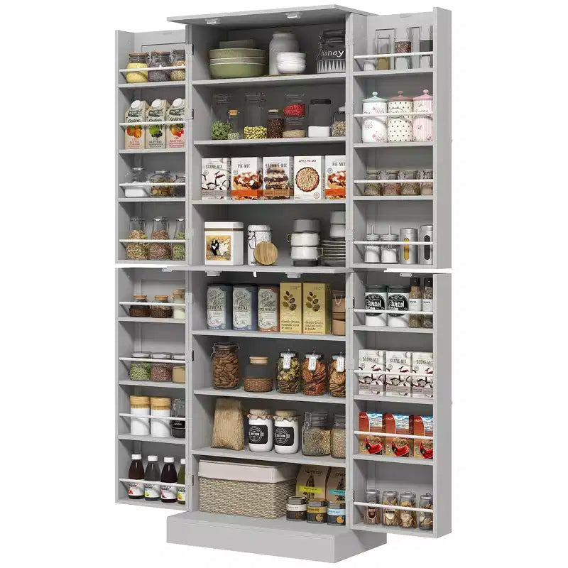Dispensa da Cucina Autoportante da 65 Pollici con Ante e Ripiani Regolabili
