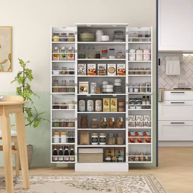 Dispensa da Cucina Autoportante da 65 Pollici con Ante e Ripiani Regolabili