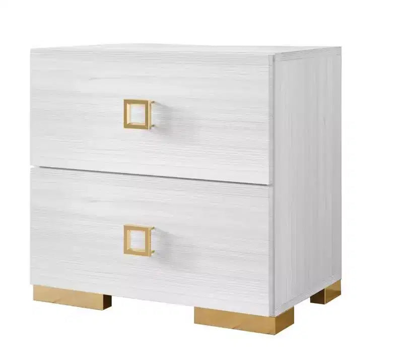 Set di 2 comodini con cassetto e gambe in metallo dorato | Camera da letto moderna