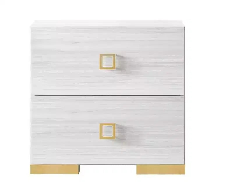 Set di 2 comodini con cassetto e gambe in metallo dorato | Camera da letto moderna