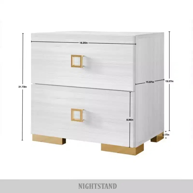 Set di 2 comodini con cassetto e gambe in metallo dorato | Camera da letto moderna