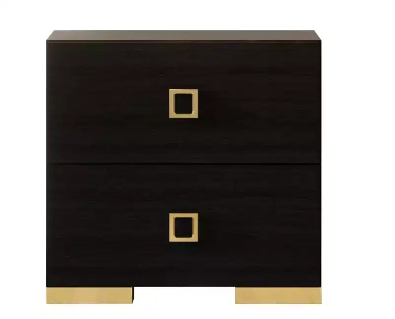 Set di 2 comodini con cassetto e gambe in metallo dorato | Camera da letto moderna
