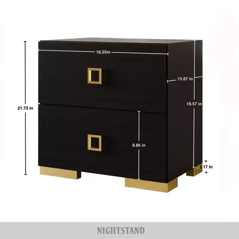Set di 2 comodini con cassetto e gambe in metallo dorato | Camera da letto moderna