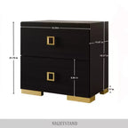 Set di 2 comodini con cassetto e gambe in metallo dorato | Camera da letto moderna