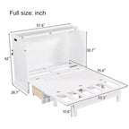 Letto a scomparsa in legno Queen/Full Size con ricarica USB e cassetti portaoggetti