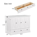 Letto a scomparsa in legno Queen/Full Size con ricarica USB e cassetti portaoggetti