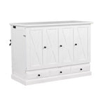 Letto a scomparsa in legno Queen/Full Size con ricarica USB e cassetti portaoggetti