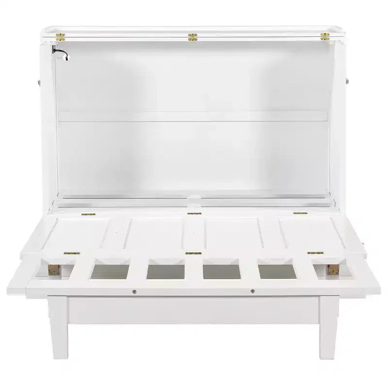 Letto a scomparsa in legno Queen/Full Size con ricarica USB e cassetti portaoggetti