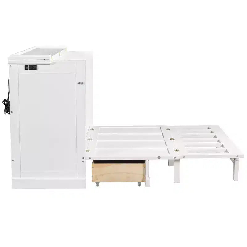 Letto a scomparsa in legno Queen/Full Size con ricarica USB e cassetti portaoggetti