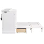 Letto a scomparsa in legno Queen/Full Size con ricarica USB e cassetti portaoggetti