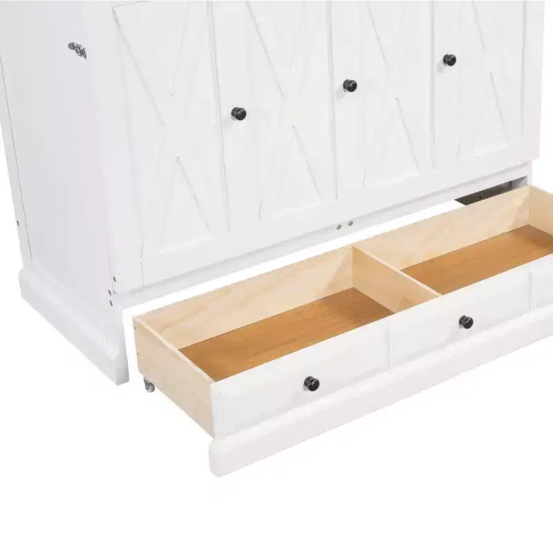 Letto a scomparsa in legno Queen/Full Size con ricarica USB e cassetti portaoggetti