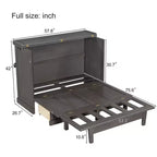 Letto a scomparsa in legno Queen/Full Size con ricarica USB e cassetti portaoggetti