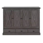 Letto a scomparsa in legno Queen/Full Size con ricarica USB e cassetti portaoggetti