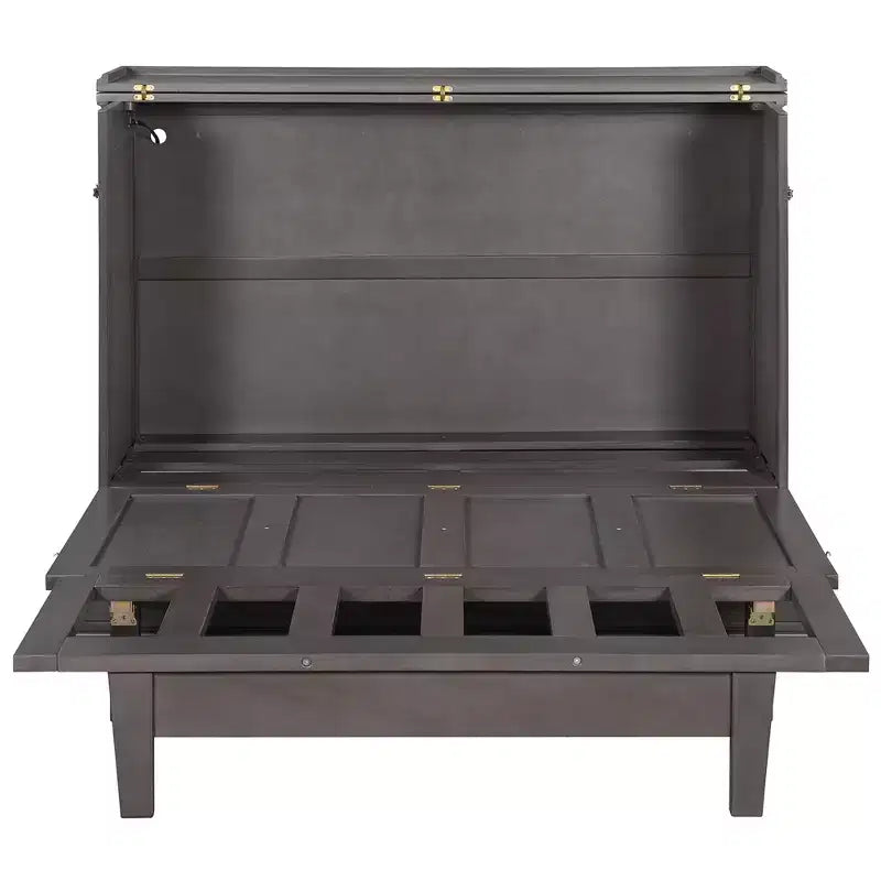Letto a scomparsa in legno Queen/Full Size con ricarica USB e cassetti portaoggetti