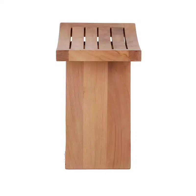 Sgabello doccia e vasca Nordic Teak Natural con sedile curvo e mensola - Beige