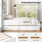 Letto a piattaforma singolo con letto estraibile | Testiera e pediera, grigio/bianco