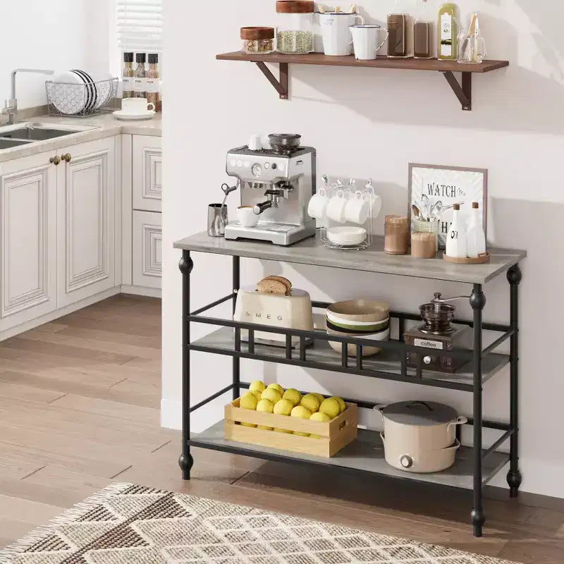 Console stretta a 3 ripiani | Tavolo da ingresso e corridoio industriale, grigio rustico