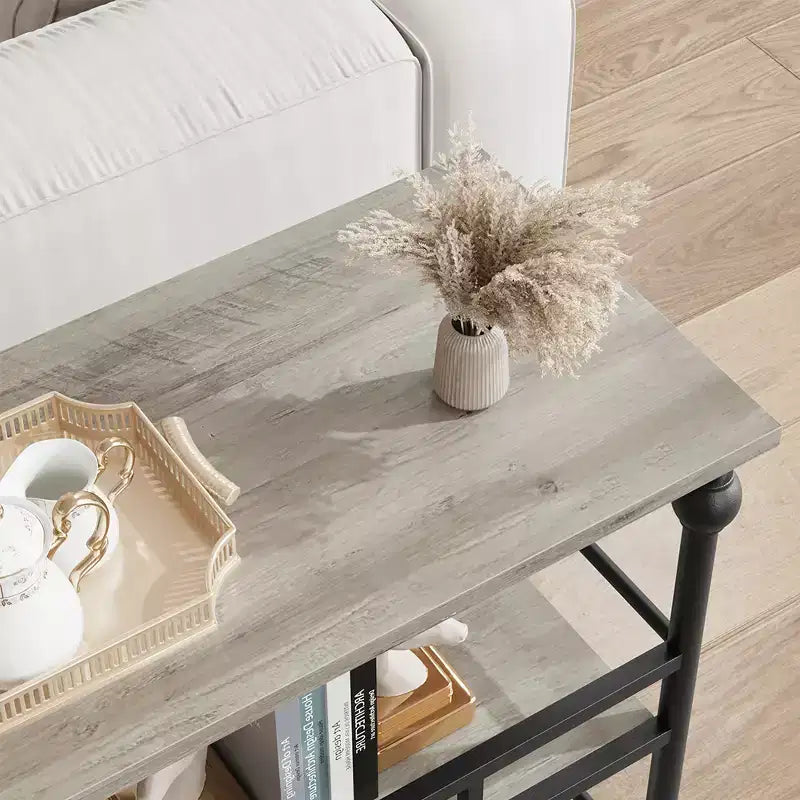 Console stretta a 3 ripiani | Tavolo da ingresso e corridoio industriale, grigio rustico