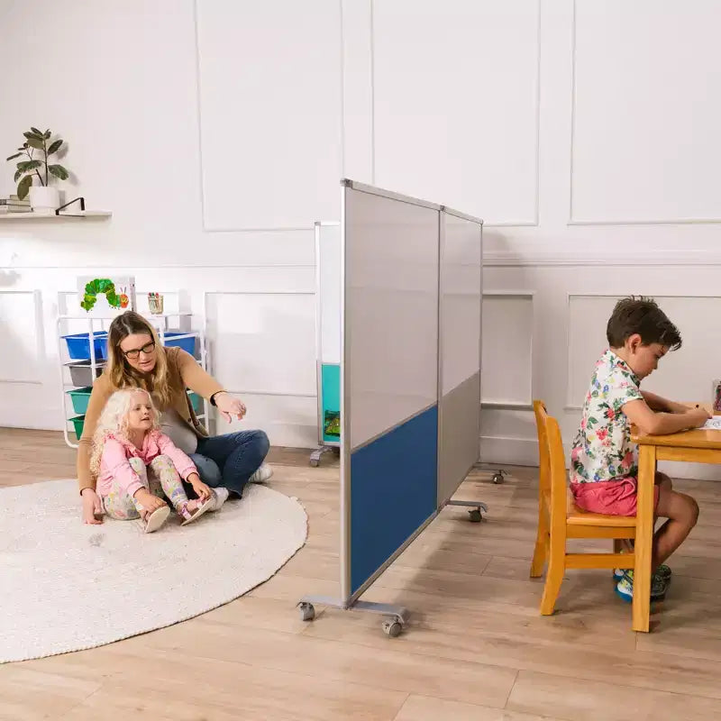 Separatore d'Ambiente Mobile a 3 Pannelli con Lavagna Magnetica e Flannel | Aula e Ufficio