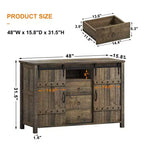 Mobile buffet da cucina con 3 cassetti e ante scorrevoli a fienile