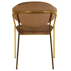 Poltrona d'accento in pelle e velluto con base in acciaio inossidabile | Sedia da pranzo ergonomica