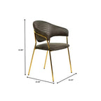 Poltrona d'accento in pelle e velluto con base in acciaio inossidabile | Sedia da pranzo ergonomica