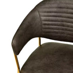 Poltrona d'accento in pelle e velluto con base in acciaio inossidabile | Sedia da pranzo ergonomica