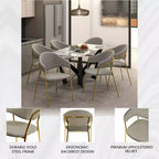 Poltrona d'accento in pelle e velluto con base in acciaio inossidabile | Sedia da pranzo ergonomica