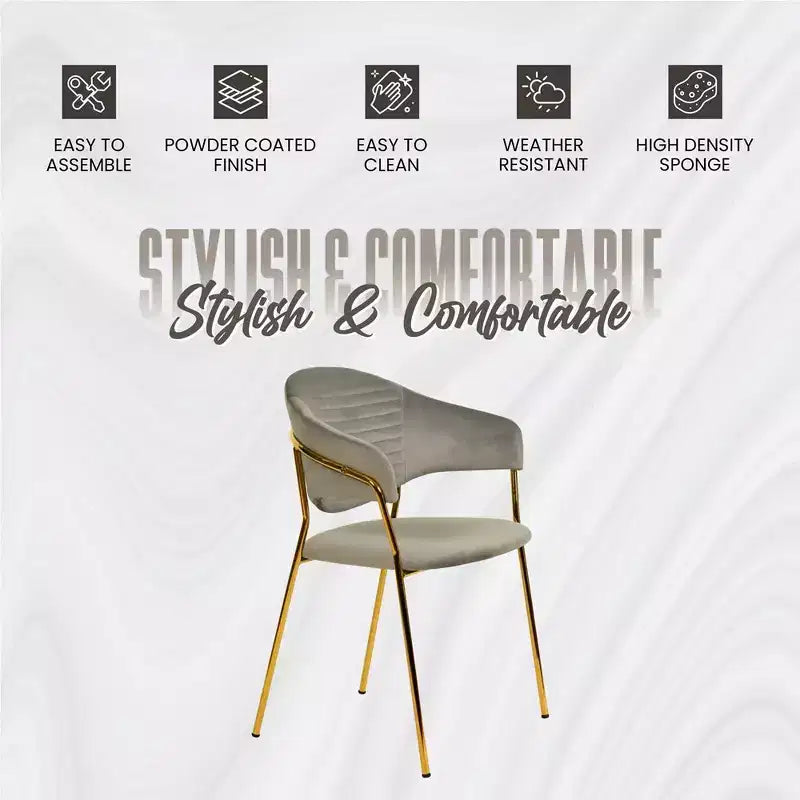 Poltrona d'accento in pelle e velluto con base in acciaio inossidabile | Sedia da pranzo ergonomica